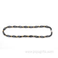 Magnetic Jewelry Hematite Twist Beads Necklace with Cloisonne Beads and Magnetic Twist Beads